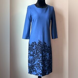 Boden Blue A-line Dress with 3/4 Sleeves